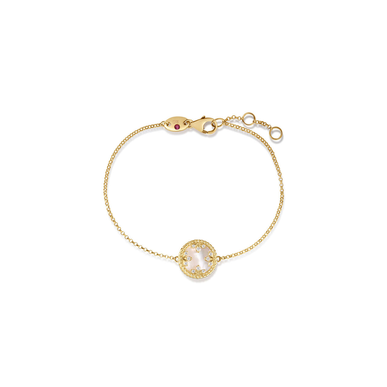 Roberto Coin Venetian Medalions Yellow Gold, Mother-of-Pearl and Diamond Bracelet image number 0